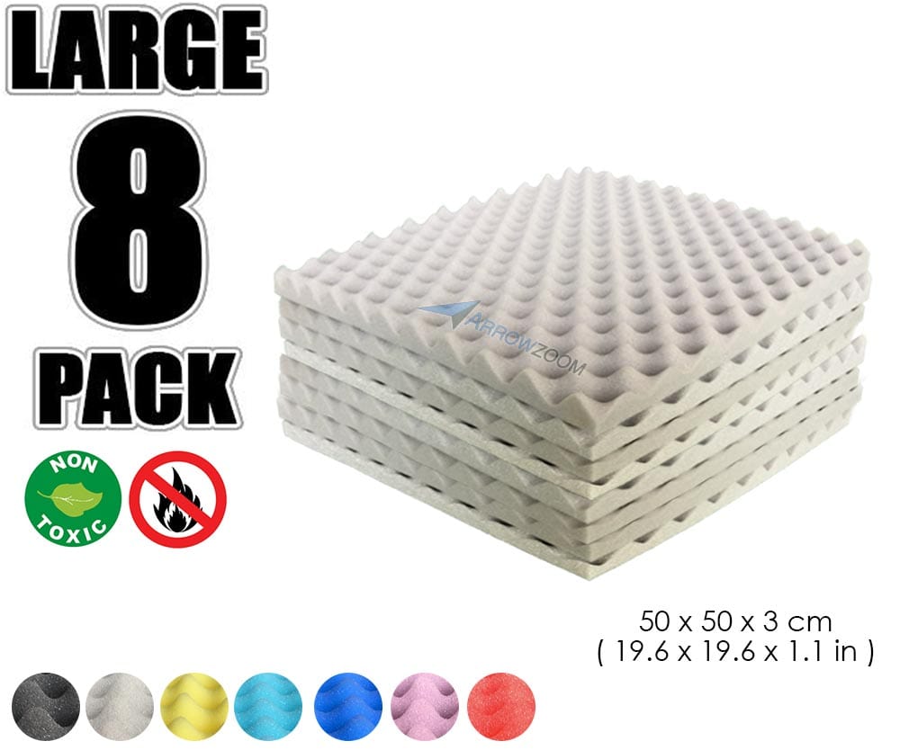 New 8 Pcs Bundle Egg Crate Convoluted Acoustic Tile Panels Sound Absorption Studio Soundproof Foam 8 Colors KK1052 Gray / 50 X 50 X 3 cm (19.7 X 19.7 X 1.1 in)
