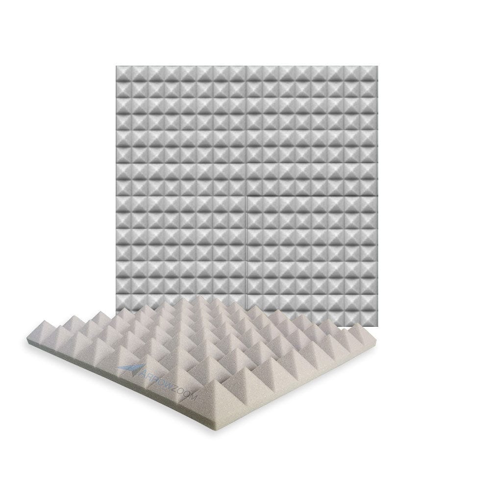 New 4 pcs Bundle Pyramid Tiles Acoustic Panels Sound Absorption Studio Soundproof Foam 8 Colors KK1034 Gray / 50 X 50 X 5cm (19.6 X 19.6 X 1.9)