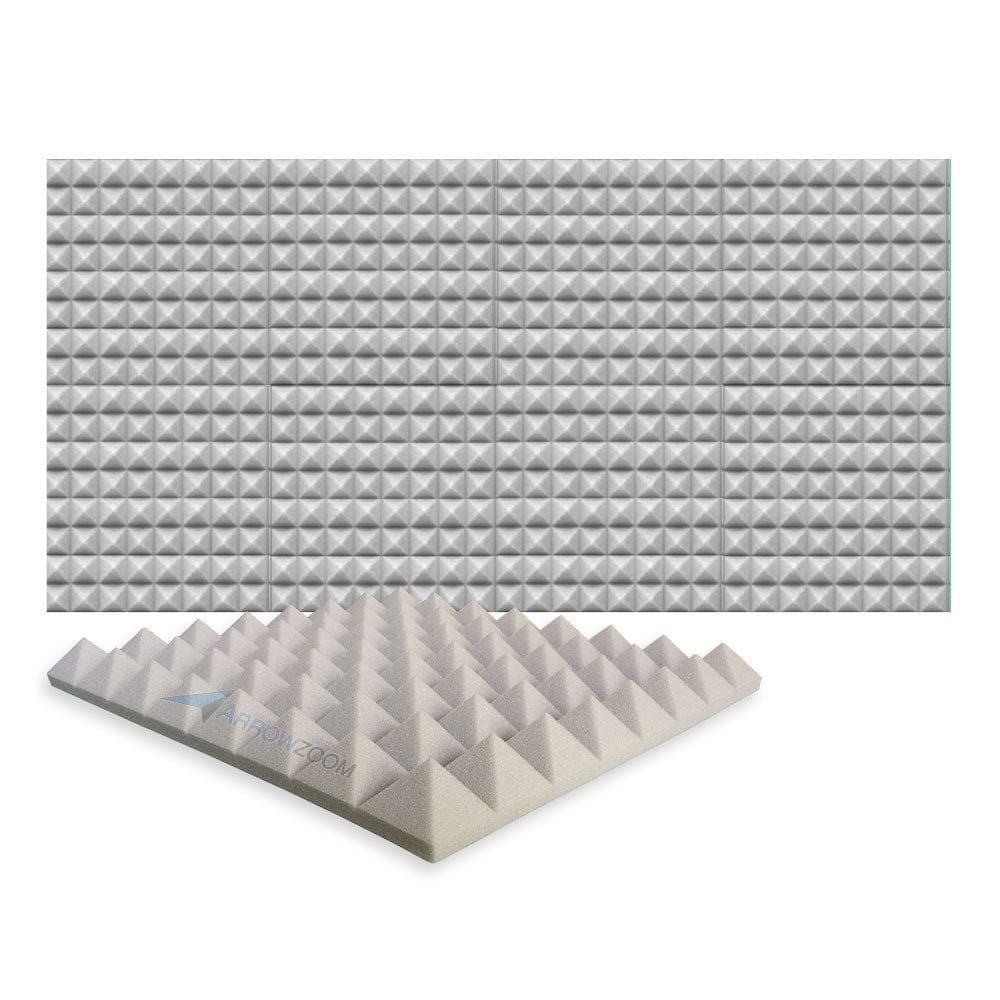 New 8 pcs Bundle Pyramid Tiles Acoustic Panels Sound Absorption Studio Soundproof Foam 8 Colors KK1034 Gray / 50 X 50 X 5cm (19.6 X 19.6 X 1.9)