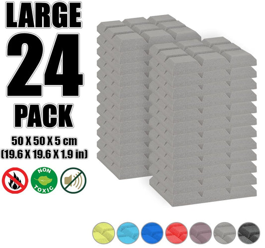 New 24 pcs Bundle Bevel Grid Type Acoustic Panels Sound Absorption Studio Soundproof Foam 7 Colors KK1046 Gray