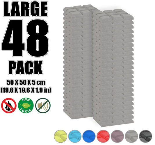 New 48 pcs Bundle Bevel Grid Type Acoustic Panels Sound Absorption Studio Soundproof Foam 7 Colors KK1046 Gray