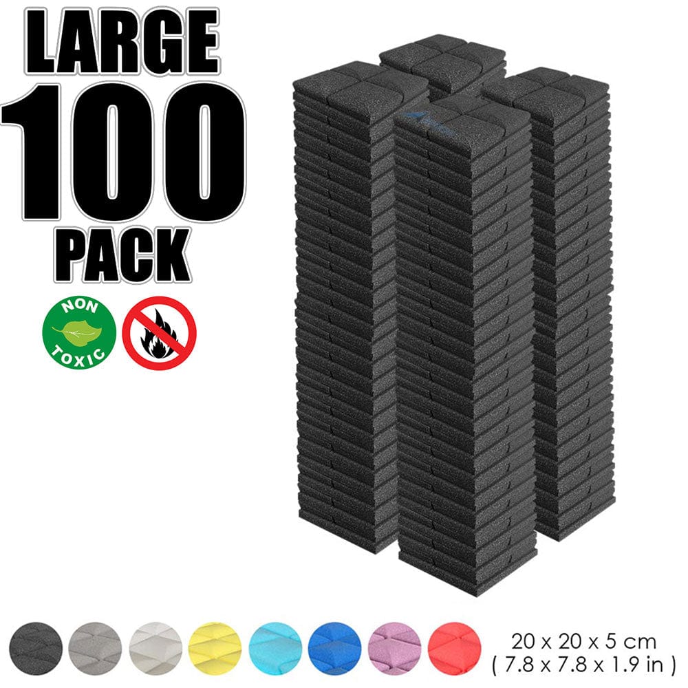 Arrowzoom 100 pcs Bundle Acoustic Foam Hemisphere Grid / 100 Pieces - 25 x 25cm / Black