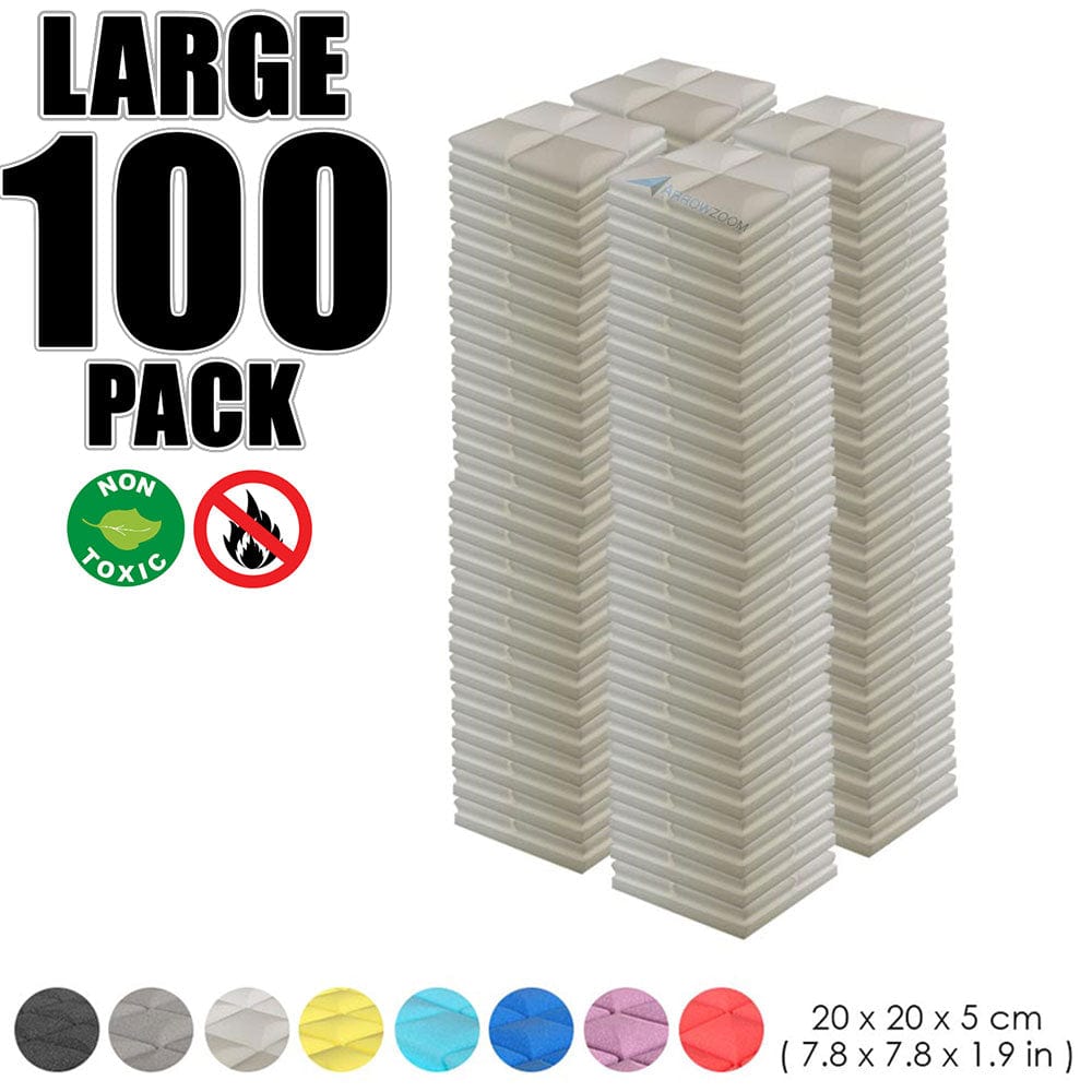 Arrowzoom 100 pcs Bundle Acoustic Foam Hemisphere Grid / 100 Pieces - 25 x 25cm / White