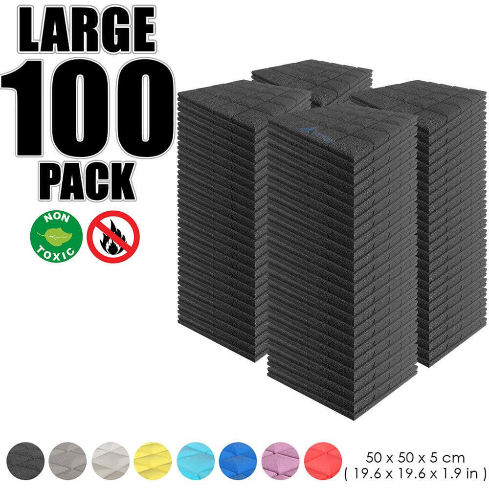 Arrowzoom 100 pcs Bundle Acoustic Foam Hemisphere Grid / 100 Pieces - 50 x 50cm / Black