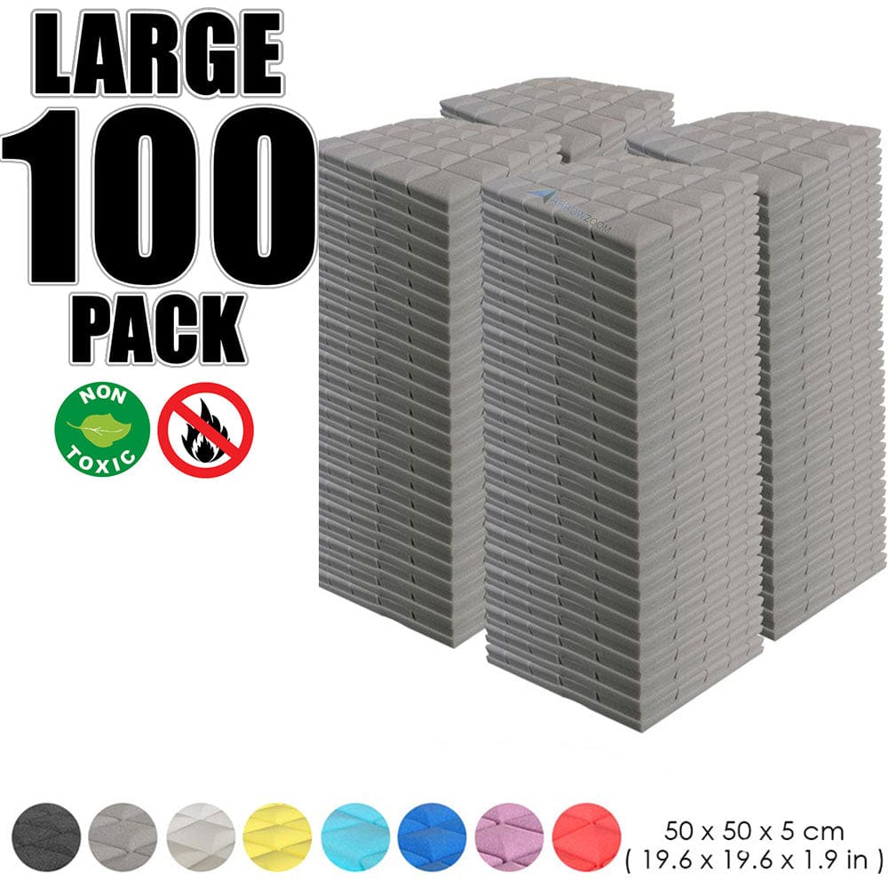 Arrowzoom 100 pcs Bundle Acoustic Foam Hemisphere Grid / 100 Pieces - 50 x 50cm / Gray
