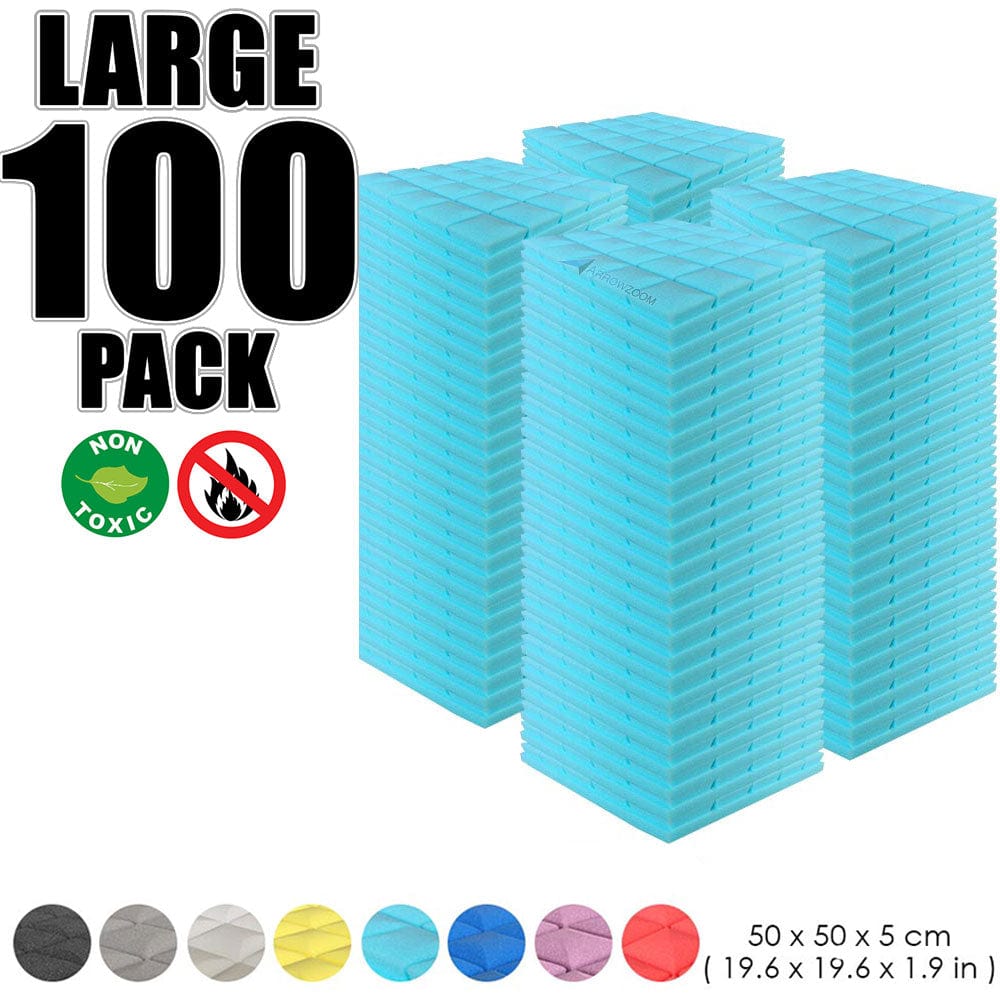 Arrowzoom 100 pcs Bundle Acoustic Foam Hemisphere Grid / 100 Pieces - 50 x 50cm / Light Blue