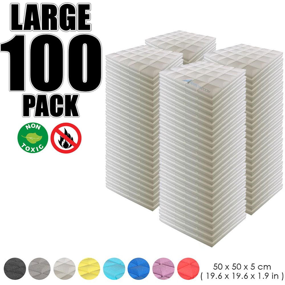 Arrowzoom 100 pcs Bundle Acoustic Foam Hemisphere Grid / 100 Pieces - 50 x 50cm / White