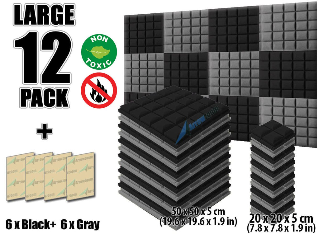 New 12 pcs Black and Gray Bundle Hemisphere Grid Type Acoustic Panels Sound Absorption Studio Soundproof Foam KK1040