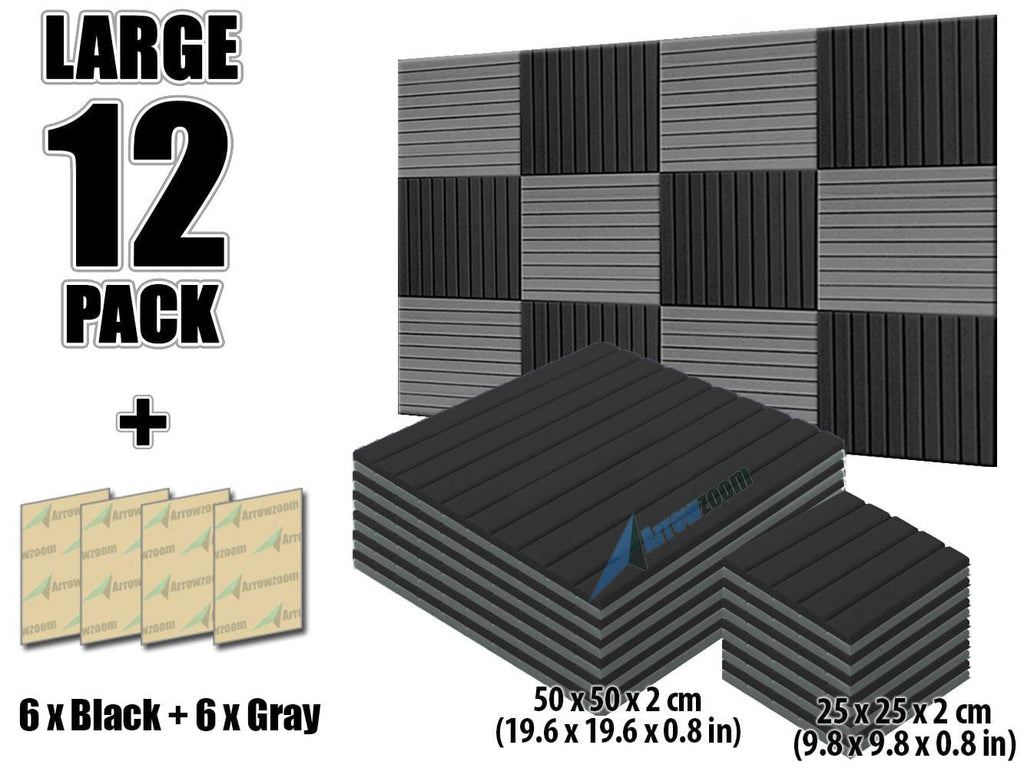 New 12 pcs Black and Gray Bundle Wedge Tiles Acoustic Panels Sound Absorption Studio Soundproof Foam KK1035