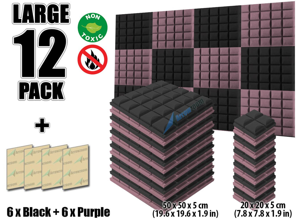 New 12 pcs Black and Purple Bundle Hemisphere Grid Type Acoustic Panels Sound Absorption Studio Soundproof Foam KK1040