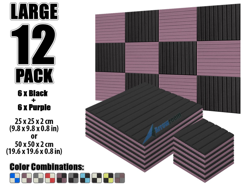 New 12 pcs Black and Purple Bundle Wedge Tiles Acoustic Panels Sound Absorption Studio Soundproof Foam KK1035