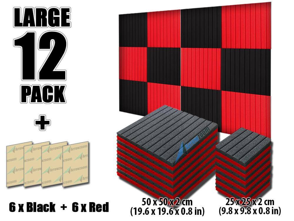 New 12 pcs Black and Red Bundle Wedge Tiles Acoustic Panels Sound Absorption Studio Soundproof Foam 7 Colors KK1035