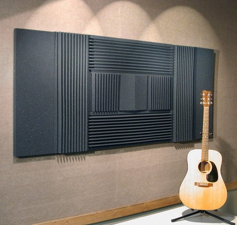 New 12 pcs Set Wall Insulation Foam Kit Acoustic Panels Sound Absorption Studio Soundproof Foam 2 Colors KK1044