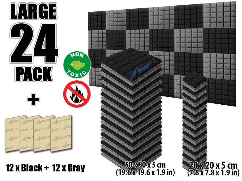 New 24 pcs Black and Gray Bundle Hemisphere Grid Type Acoustic Panels Sound Absorption Studio Soundproof Foam KK1040