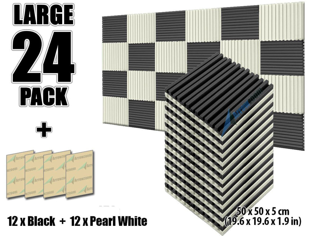 New 24 pcs Black and Pearl White Bundle Metro Striped Ceiling Insulation Acoustic Panels Sound Absorption Studio Soundproof Foam KK1041