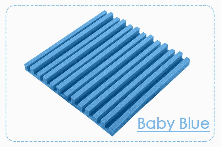 New 24 pcs Pearl White and Baby Blue Bundle Metro Striped Ceiling Insulation Acoustic Panels Sound Absorption Studio Soundproof Foam KK1041