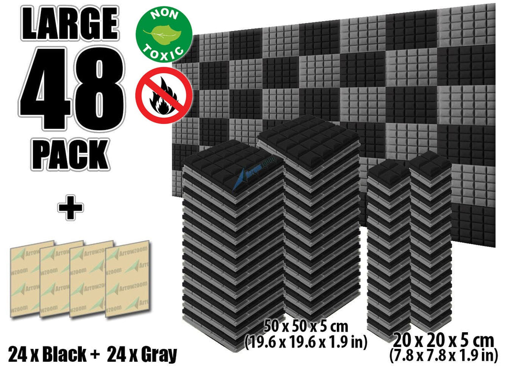 New 48 pcs Black and Gray Bundle Hemisphere Grid Type Acoustic Panels Sound Absorption Studio Soundproof Foam KK1040