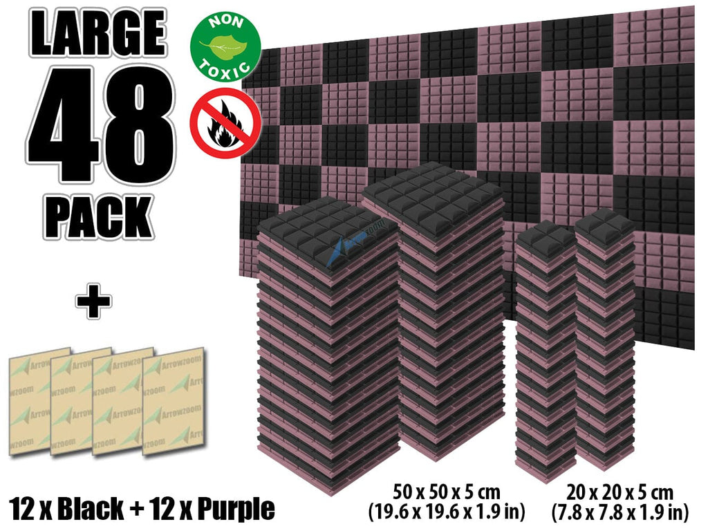 New 48 pcs Black and Purple Bundle Hemisphere Grid Type Acoustic Panels Sound Absorption Studio Soundproof Foam KK1040