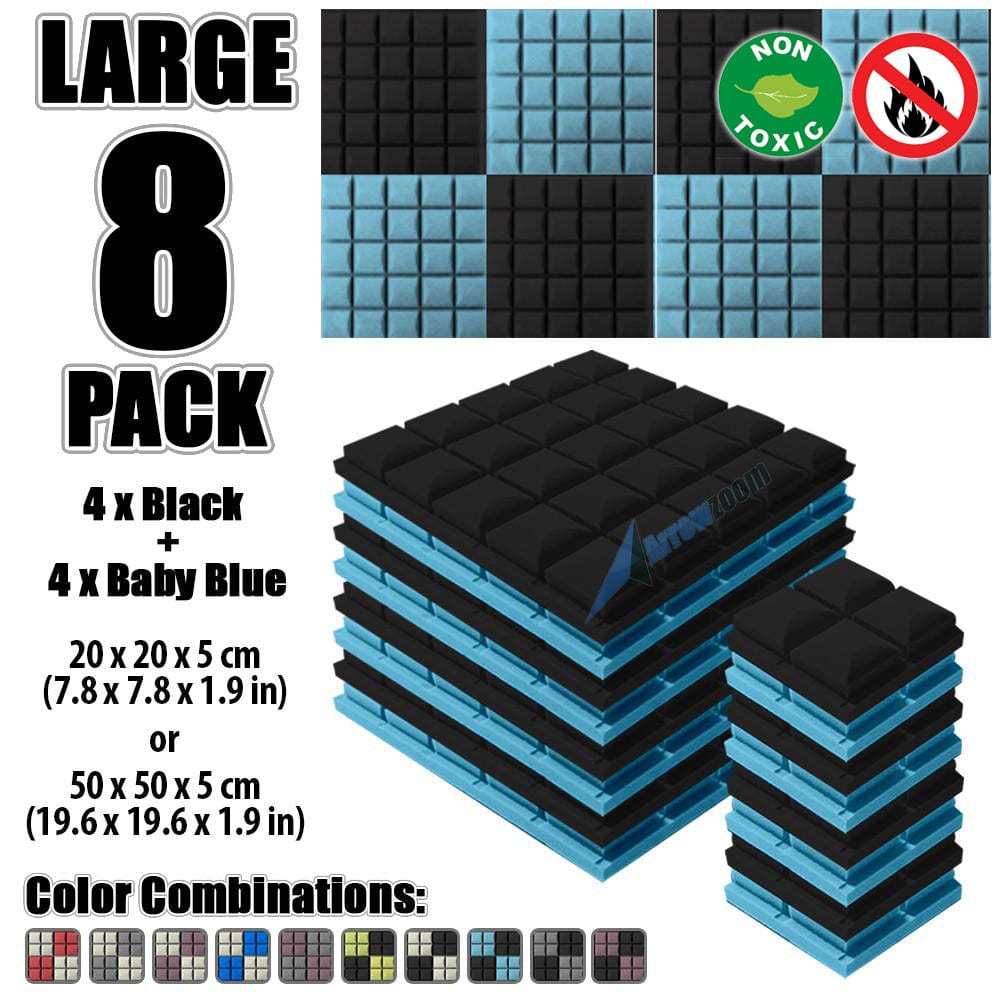 New 8 pcs Black and Baby Blue Bundle Hemisphere Grid Type Acoustic Panels Sound Absorption Studio Soundproof Foam KK1040