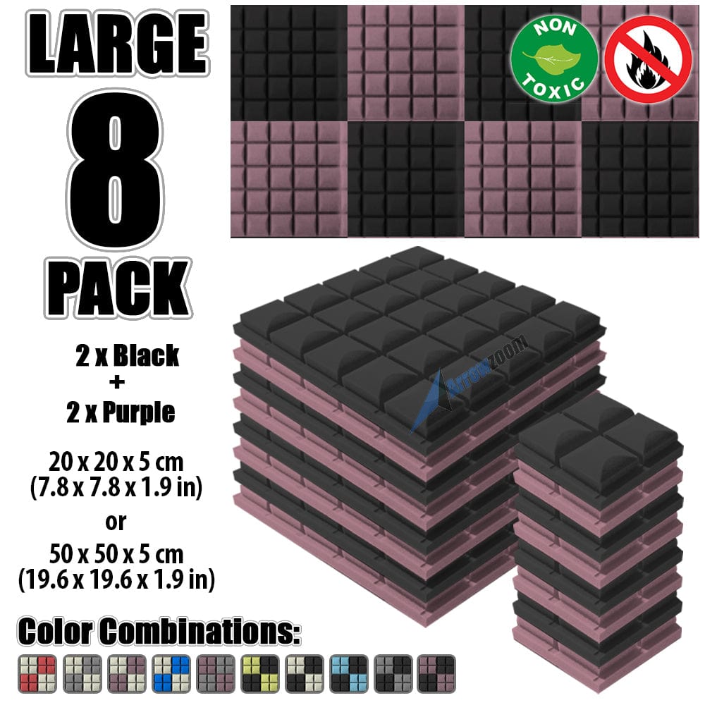 New 8 pcs Black and Purple Bundle Hemisphere Grid Type Acoustic Panels Sound Absorption Studio Soundproof Foam KK1040
