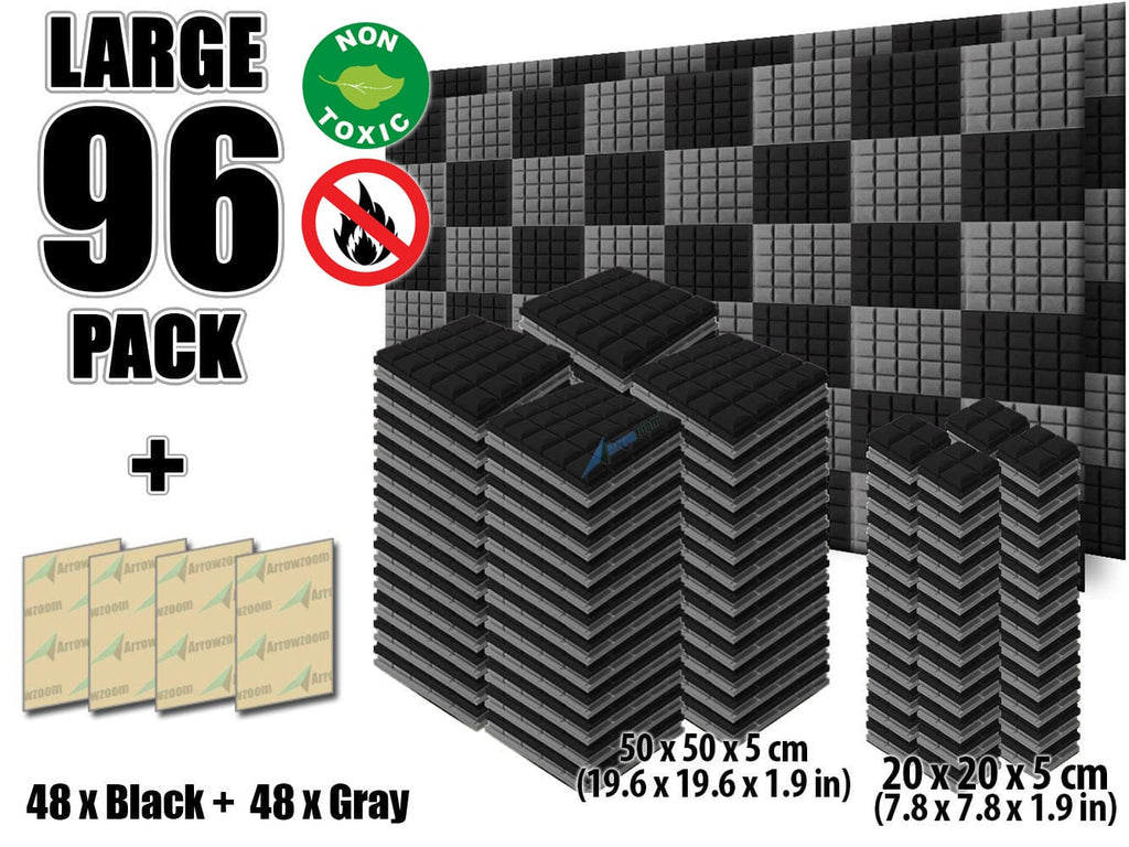 New 96 pcs Black and Gray Bundle Hemisphere Grid Type Acoustic Panels Sound Absorption Studio Soundproof Foam KK1040