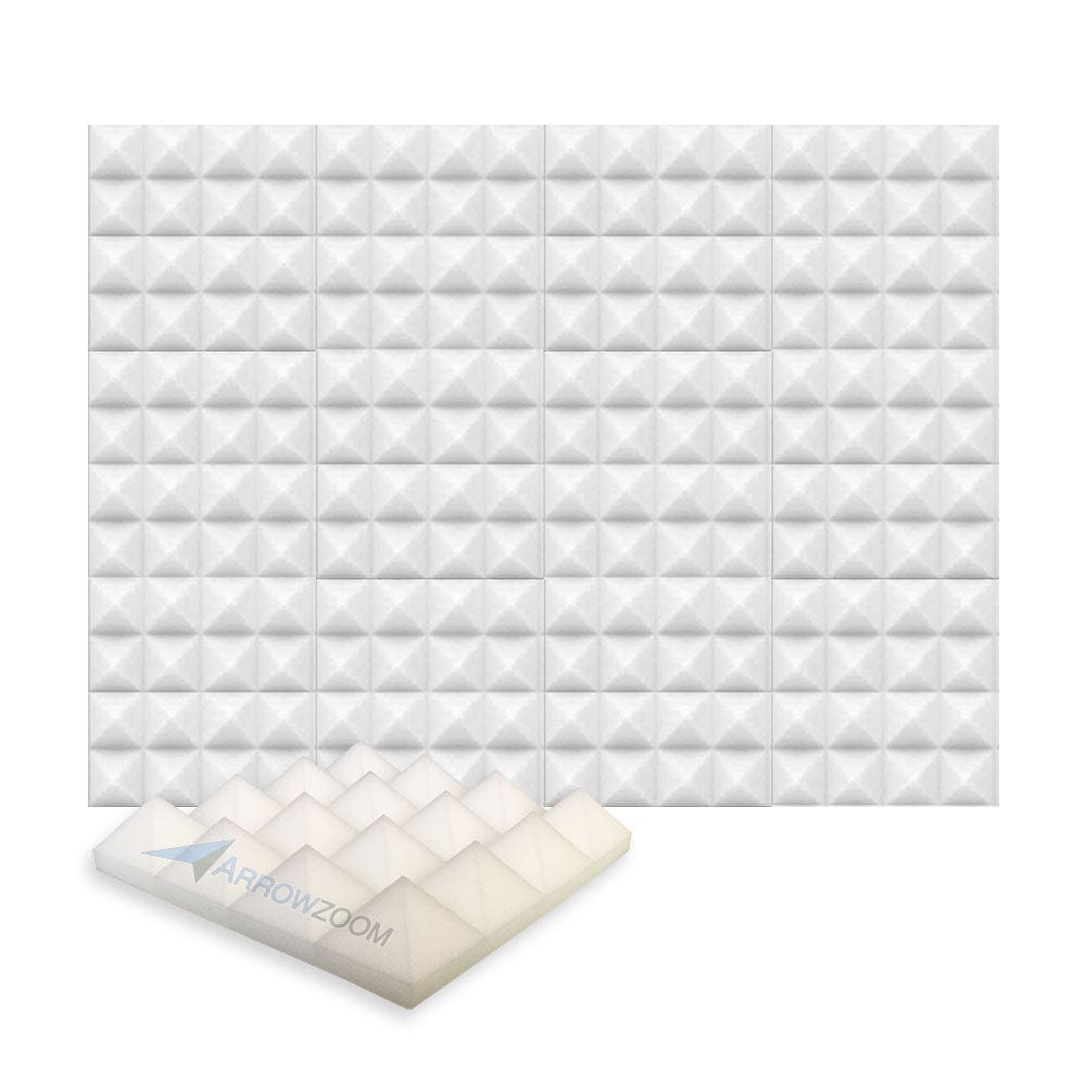 Arrowzoom Acoustic Pyramid Foam Series - Solid Colors - KK1034 Pearl White / 12 Pieces - 25 x 25 x 5 cm/ 10 x 10 x 2in