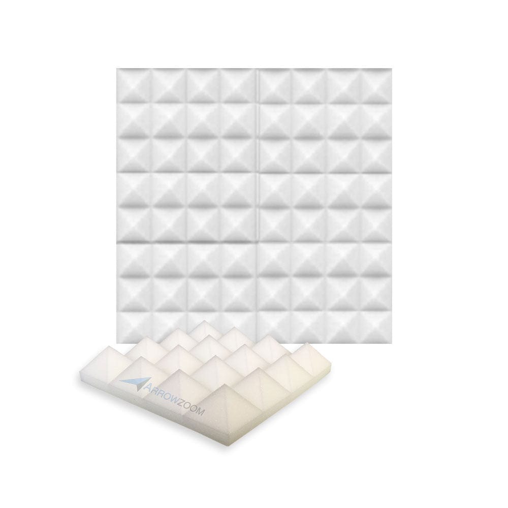 New 4 pcs Bundle Pyramid Tiles Acoustic Panels Sound Absorption Studio Soundproof Foam 8 Colors KK1034 Pearl White / 25 X 25 X 5cm (9.8 X 9.8 X 1.9in)