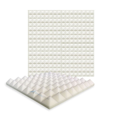 New 4 pcs Bundle Pyramid Tiles Acoustic Panels Sound Absorption Studio Soundproof Foam 8 Colors KK1034 Pearl White / 50 X 50 X 5cm (19.6 X 19.6 X 1.9)