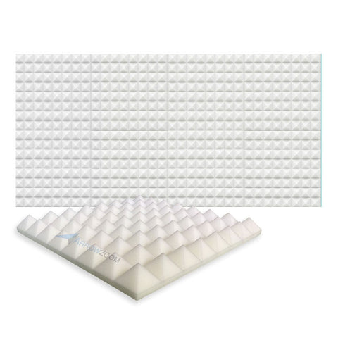 New 8 pcs Bundle Pyramid Tiles Acoustic Panels Sound Absorption Studio Soundproof Foam 8 Colors KK1034 Pearl White / 50 X 50 X 5cm (19.6 X 19.6 X 1.9)