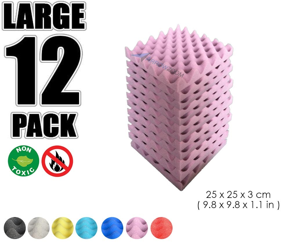 New 12 Pcs Bundle Egg Crate Convoluted Acoustic Tile Panels Sound Absorption Studio Soundproof Foam KK1052 Purple / 25 X 25 X 3 cm (9.8 X 9.8 X 1.1 in)