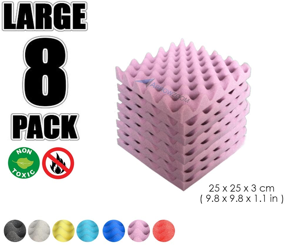 New 8 Pcs Bundle Egg Crate Convoluted Acoustic Tile Panels Sound Absorption Studio Soundproof Foam 8 Colors KK1052 Purple / 25 X 25 X 3 cm (9.8 X 9.8 X 1.1 in)