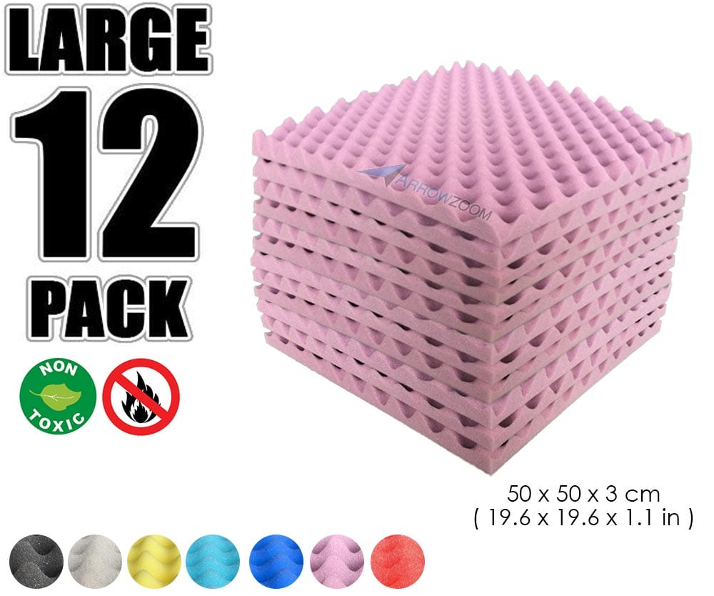 New 12 Pcs Bundle Egg Crate Convoluted Acoustic Tile Panels Sound Absorption Studio Soundproof Foam KK1052 Purple / 50 X 50 X 3 cm (19.6 X 19.6 X 1.1 in)