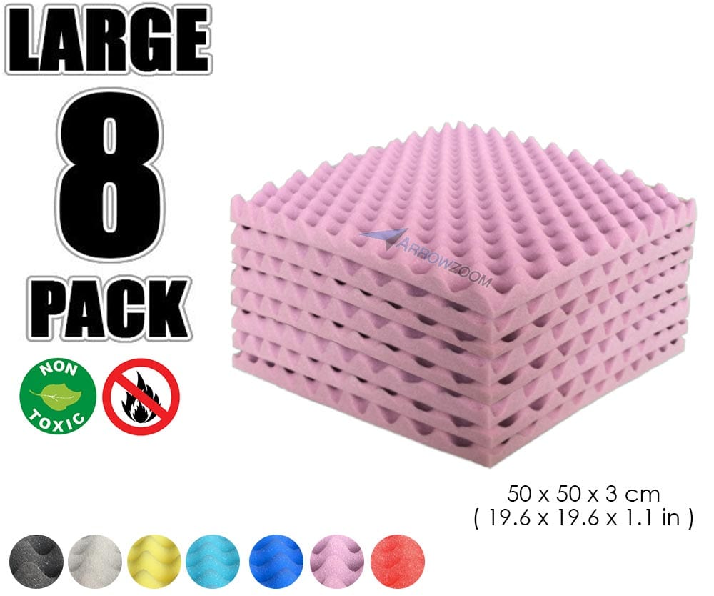 New 8 Pcs Bundle Egg Crate Convoluted Acoustic Tile Panels Sound Absorption Studio Soundproof Foam 8 Colors KK1052 Purple / 50 X 50 X 3 cm (19.7 X 19.7 X 1.1 in)