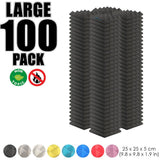 Arrowzoom 100 pcs Bundle Acoustic Foam Pyramid / 100 Pieces - 25 x 25cm / Black