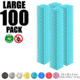 Arrowzoom 100 pcs Bundle Acoustic Foam Pyramid / 100 Pieces - 25 x 25cm / Light Blue