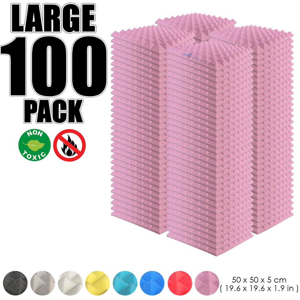 Arrowzoom 100 pcs Bundle Acoustic Foam Pyramid / 100 Pieces - 50 x 50cm / Burgundy