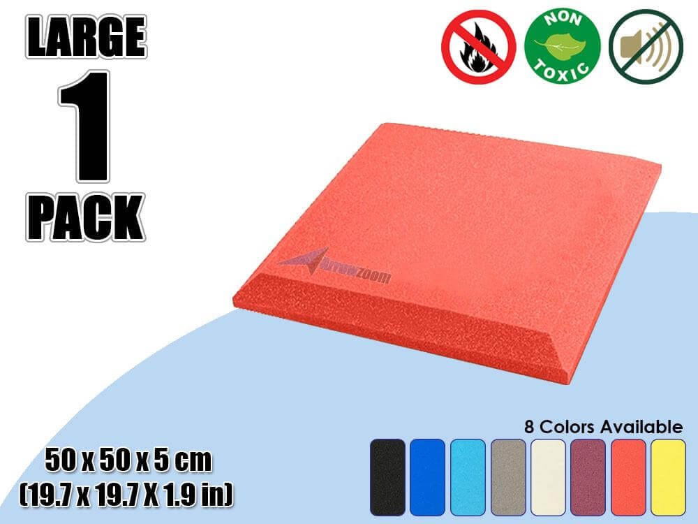Arrowzoom Acoustic Panel Flat Bevel Tile - Solid Colors - KK1039 Red / 1 Piece -50 x 50 x 5 cm / 20 x 20 x 2 in