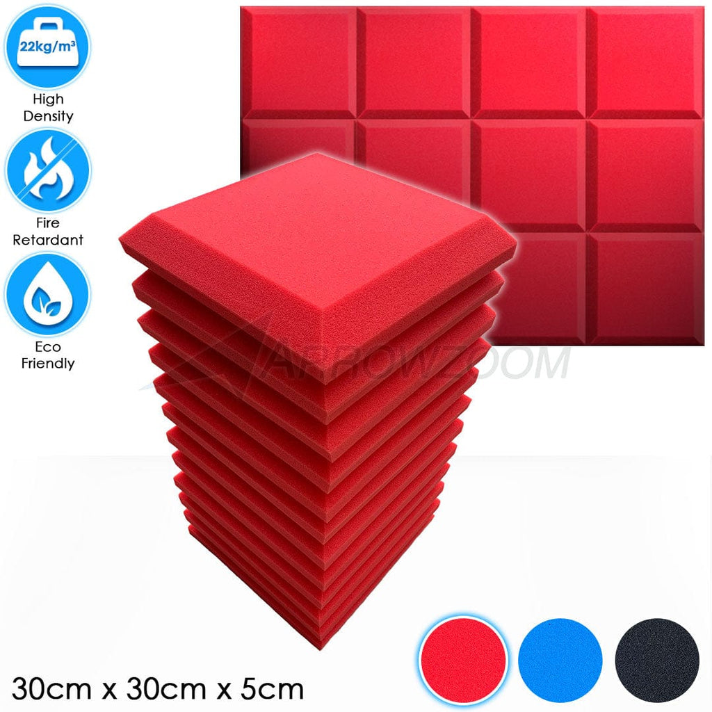 Arrowzoom™ PRO Series Soundproof Foam - Flat Bevel Pro - KK1196 Red / 12 pieces