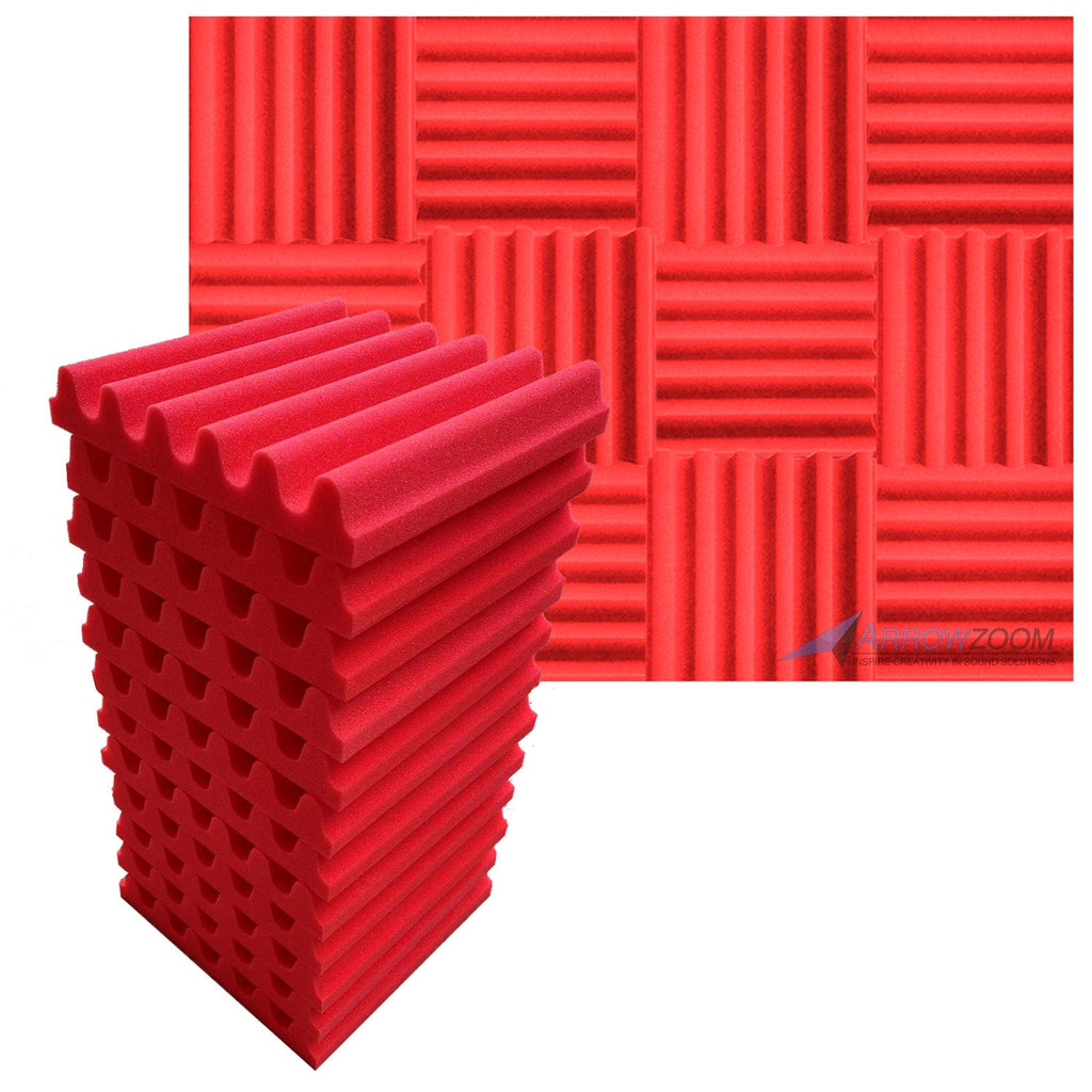 Arrowzoom™ PRO Series Soundproof Foam - Sea Wave Pro - KK1242 Red / 12 pieces
