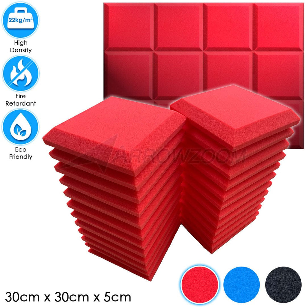 Arrowzoom™ PRO Series Soundproof Foam - Flat Bevel Pro - KK1196 Red / 24 pieces