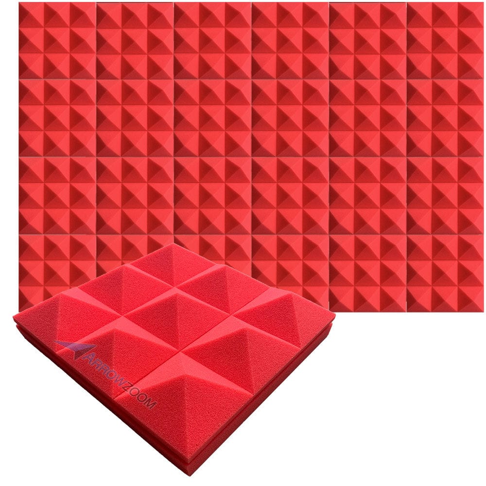 Arrowzoom™ PRO Series Soundproof Foam - Pyramid Plus - KK1194 Red / 24 pieces