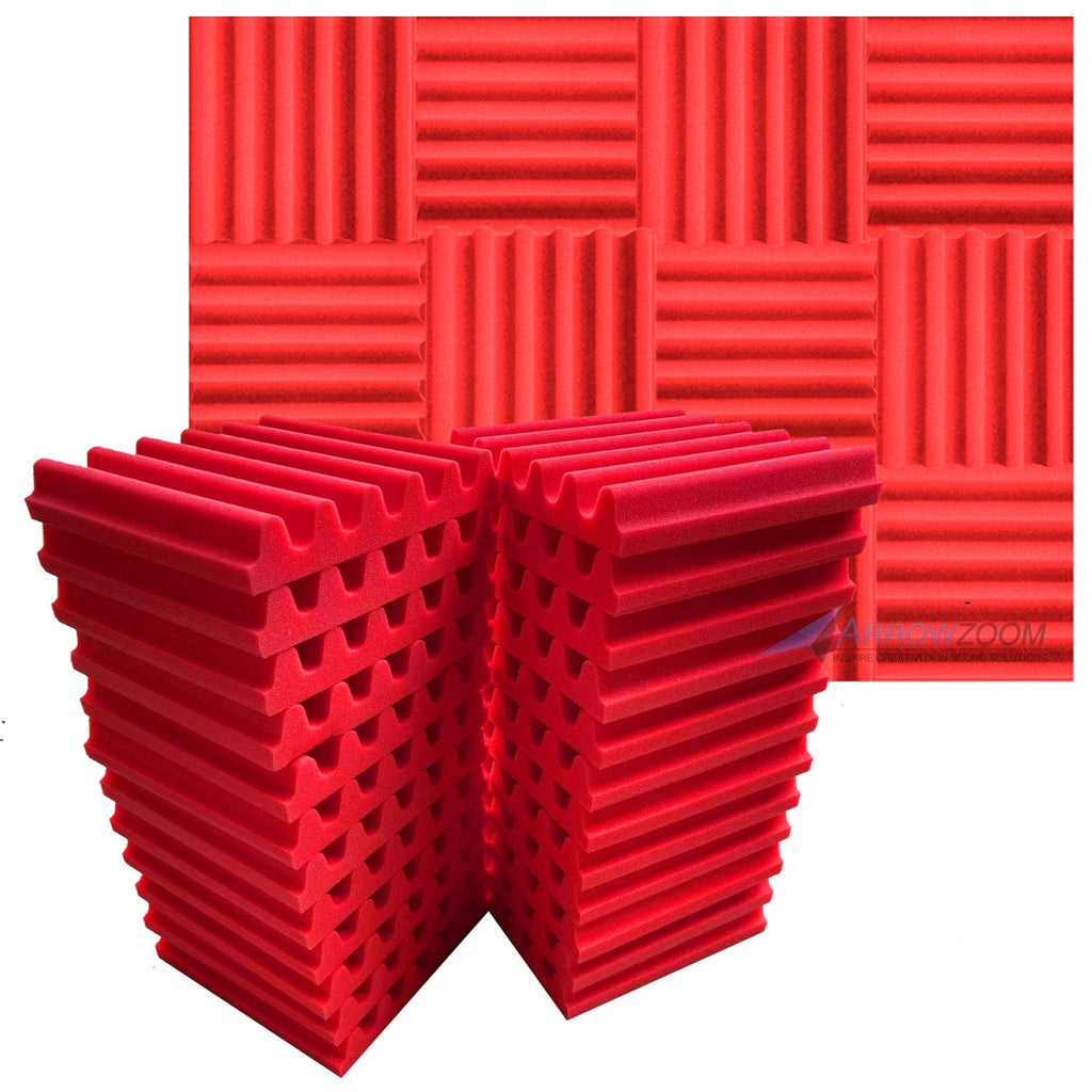 Arrowzoom™ PRO Series Soundproof Foam - Sea Wave Pro - KK1242 Red / 24 pieces