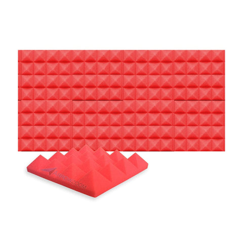 New 8 pcs Bundle Pyramid Tiles Acoustic Panels Sound Absorption Studio Soundproof Foam 8 Colors KK1034 Red / 25 X 25 X 5cm (9.8 X 9.8 X 1.9in)