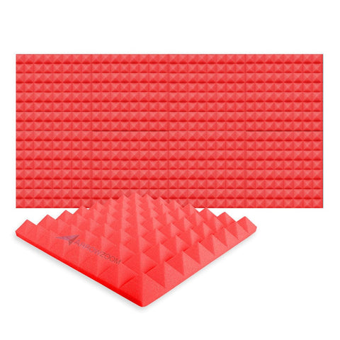 New 8 pcs Bundle Pyramid Tiles Acoustic Panels Sound Absorption Studio Soundproof Foam 8 Colors KK1034 Red / 50 X 50 X 5cm (19.6 X 19.6 X 1.9)