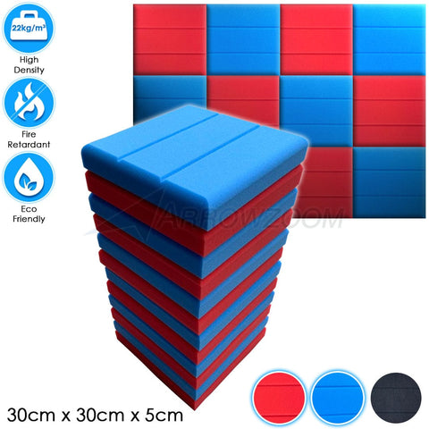 Arrowzoom™ PRO Series Soundproof Foam - Brick Pro - KK1197 Red & Blue / 12 pieces