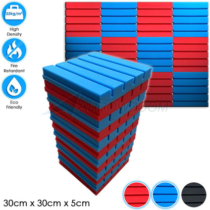 Arrowzoom™ PRO Series Soundproof Foam - Flat Wedge Pro - KK1198 Red & Blue / 12 pieces