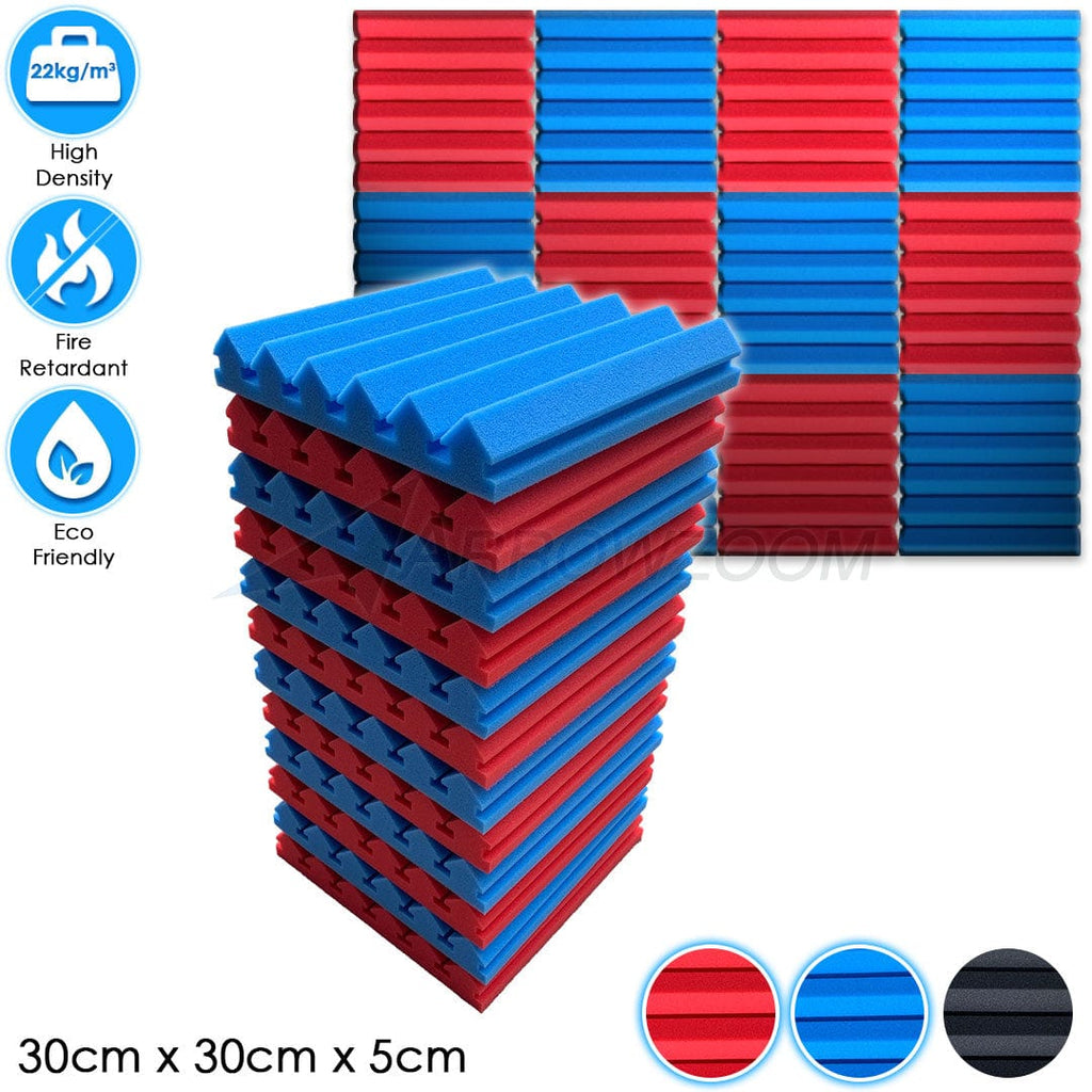 Arrowzoom™PRO Series Soundproof Foam - Wedge Pro - KK1200 - BUNDLE: 12 pieces - Red x Blue