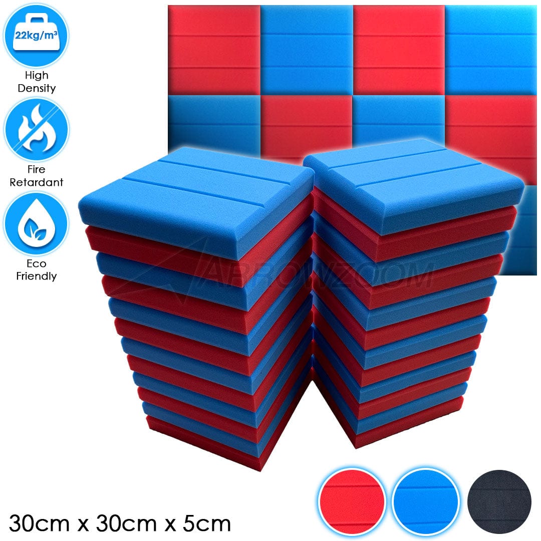 Arrowzoom™ PRO Series Soundproof Foam - Brick Pro - KK1197 Red & Blue / 24 pieces