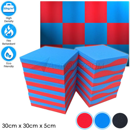 Arrowzoom™ PRO Series Soundproof Foam - Wave Pro - KK1199 Red & Blue / 24 pieces