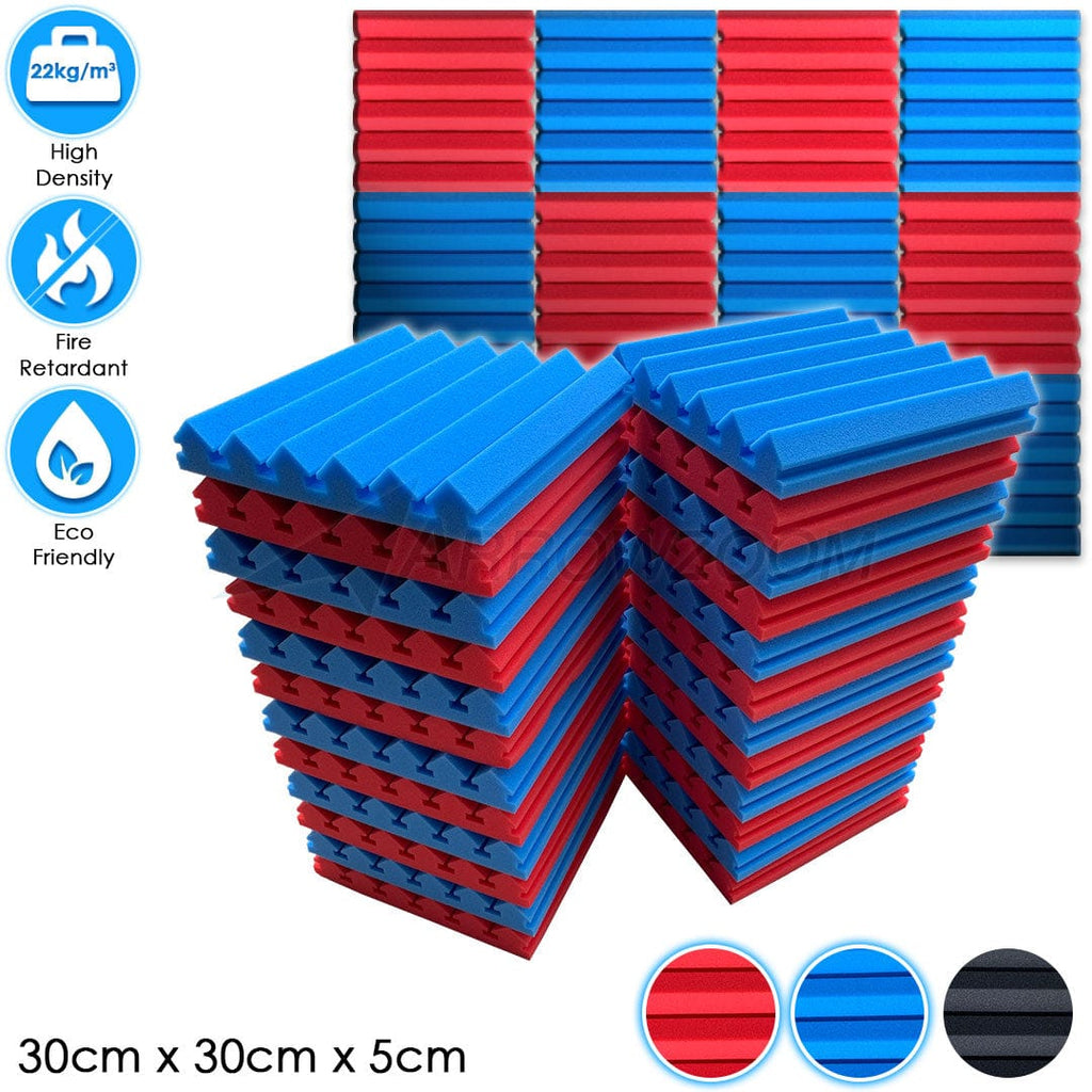 Arrowzoom™PRO Series Soundproof Foam - Wedge Pro - KK1200 - BUNDLE: 24 pieces - Red x Blue